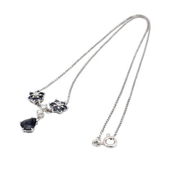 White Gold Necklace with Sapphire and Diamond Pendant