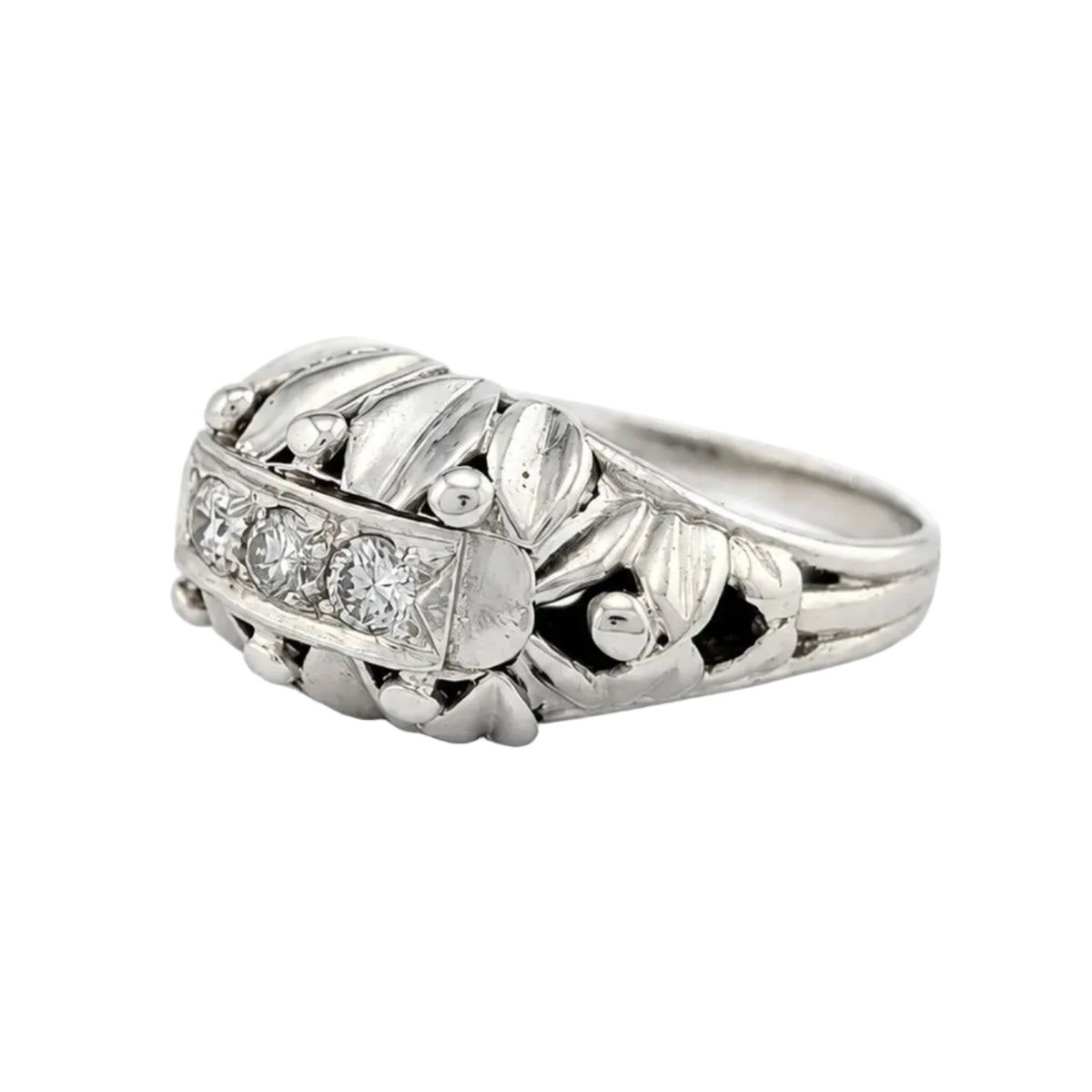 White Gold and Diamond Dome Ring