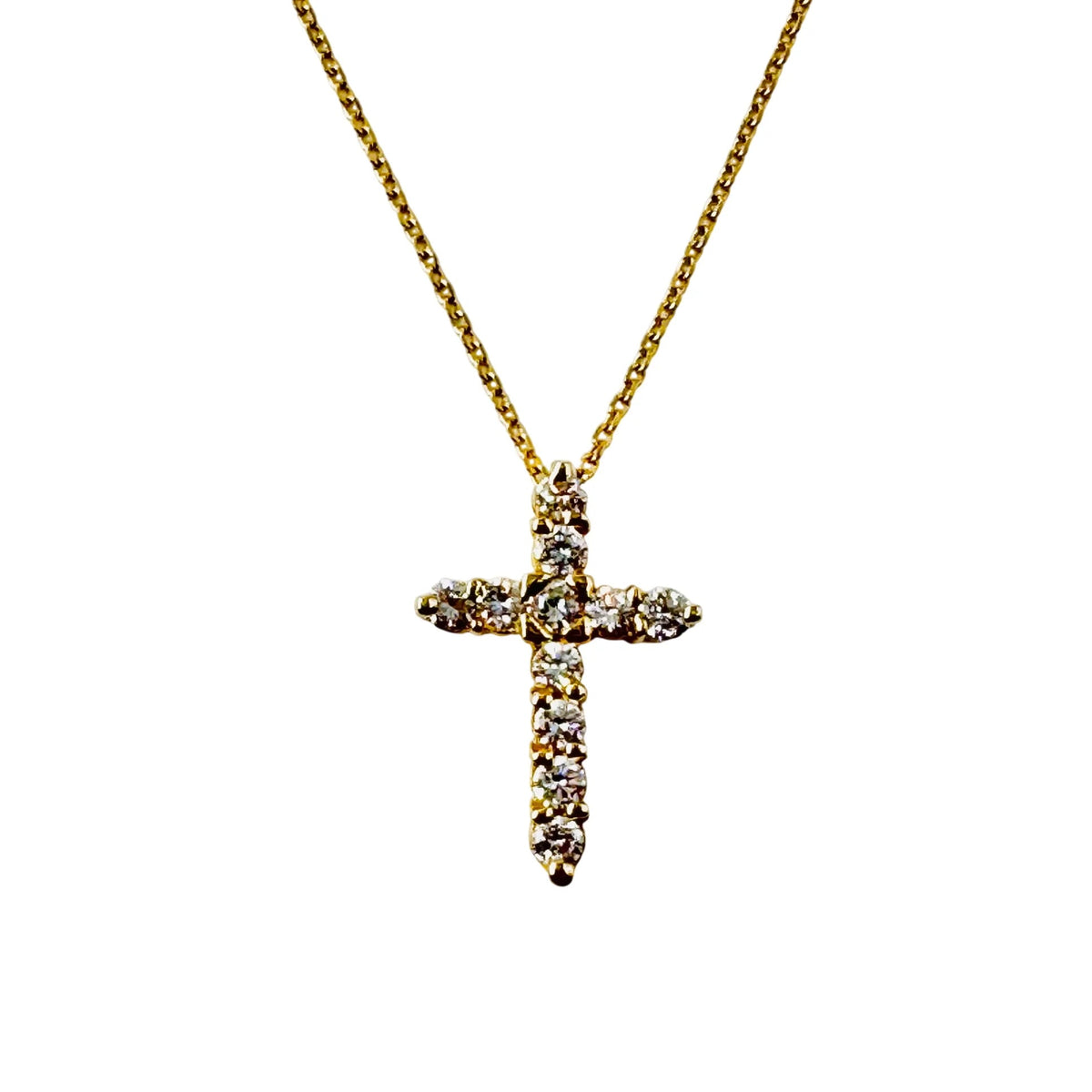 Yellow Gold Cross Pendant Necklace with Diamonds