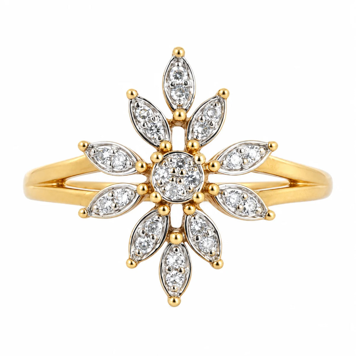 Marguerite Ring in White gold, Yellow gold, and Diamonds