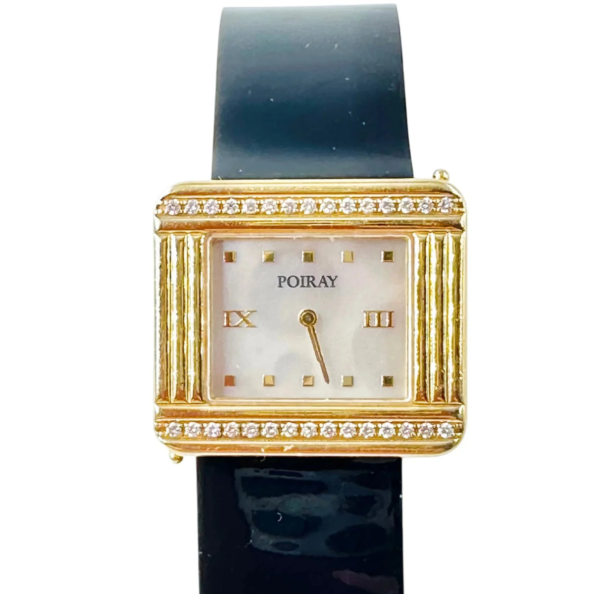 POIRAY "Ma Première 16/9" Watch in yellow gold, Mother-of-pearl, diamonds, and leather