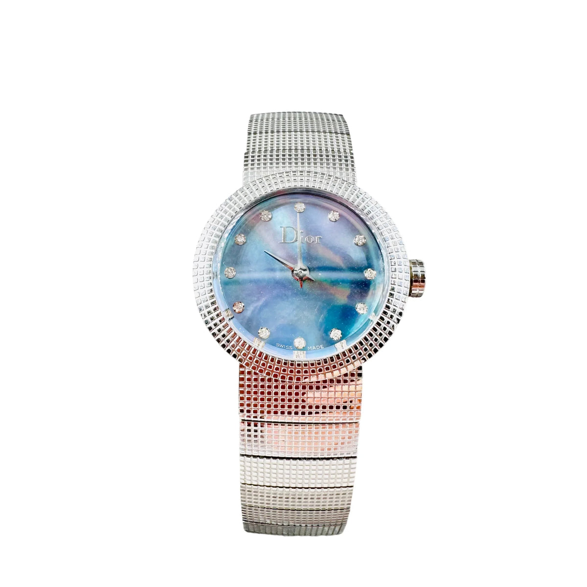 DIOR "La Baby D" ladies' watch in stainless steel, Mother-of-pearl, and diamonds