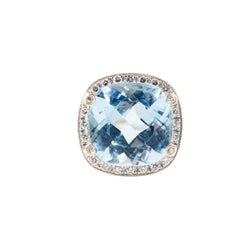 POIRAY "Filles Antik" Ring in white gold, blue Topaz, and Diamonds