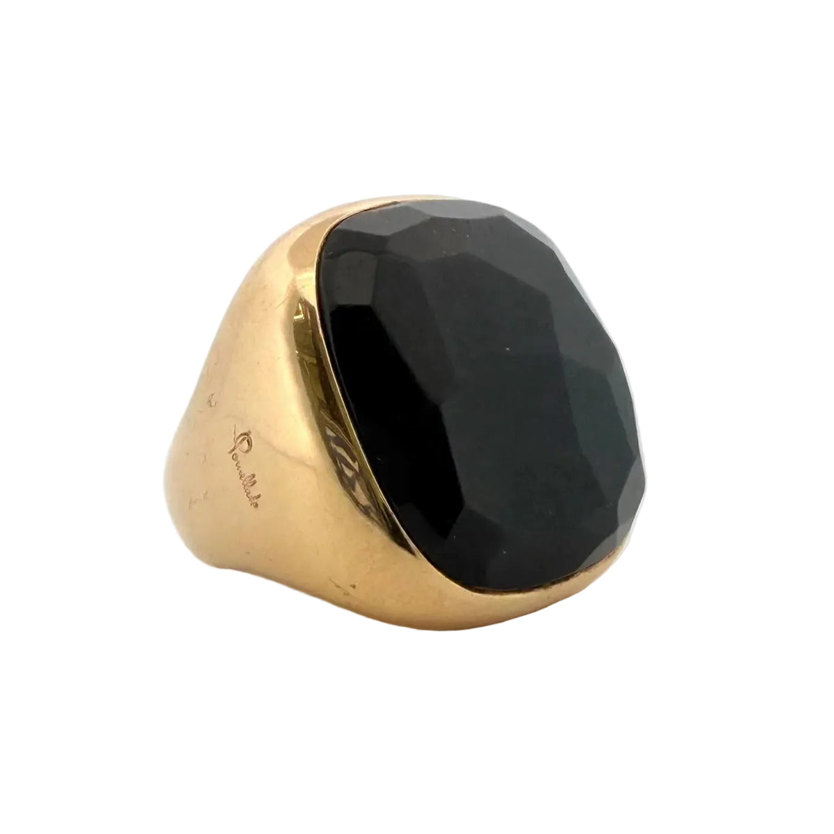 POMELLATO "Victoria" Cocktail Ring in yellow gold and jet