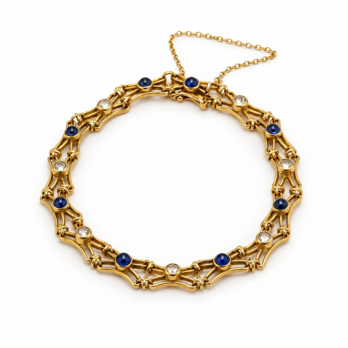 Bracelet Maille en or jaune, saphirs et diamants