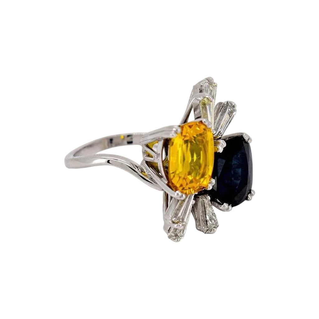 "Toi & Moi" Ring in White Gold, Sapphires, and Diamonds