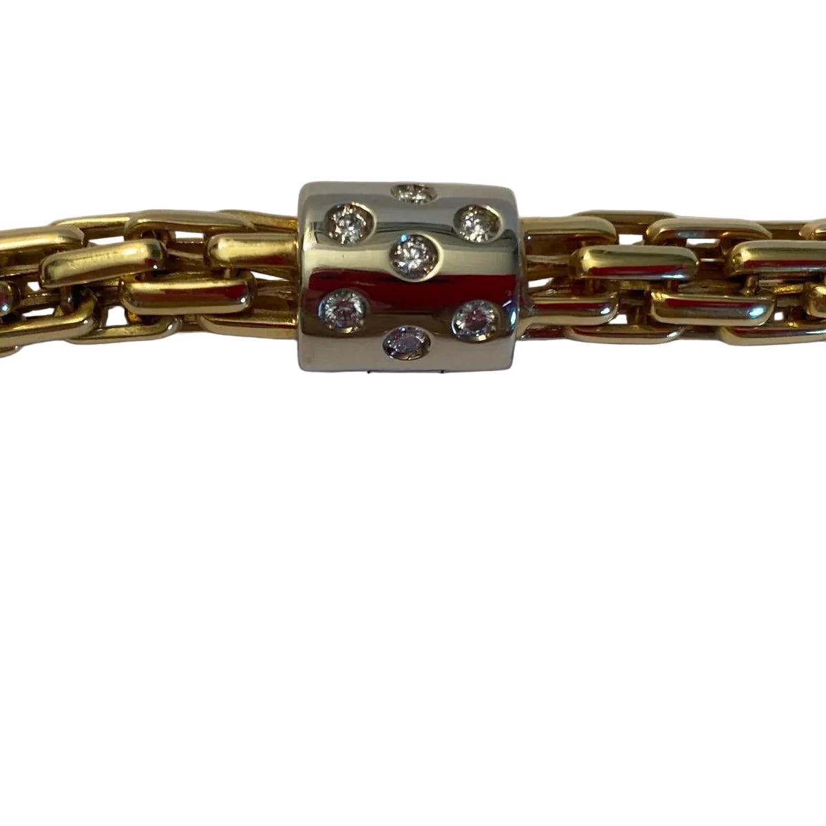 POMELLATO Link Bracelet in white gold, yellow gold, and diamonds