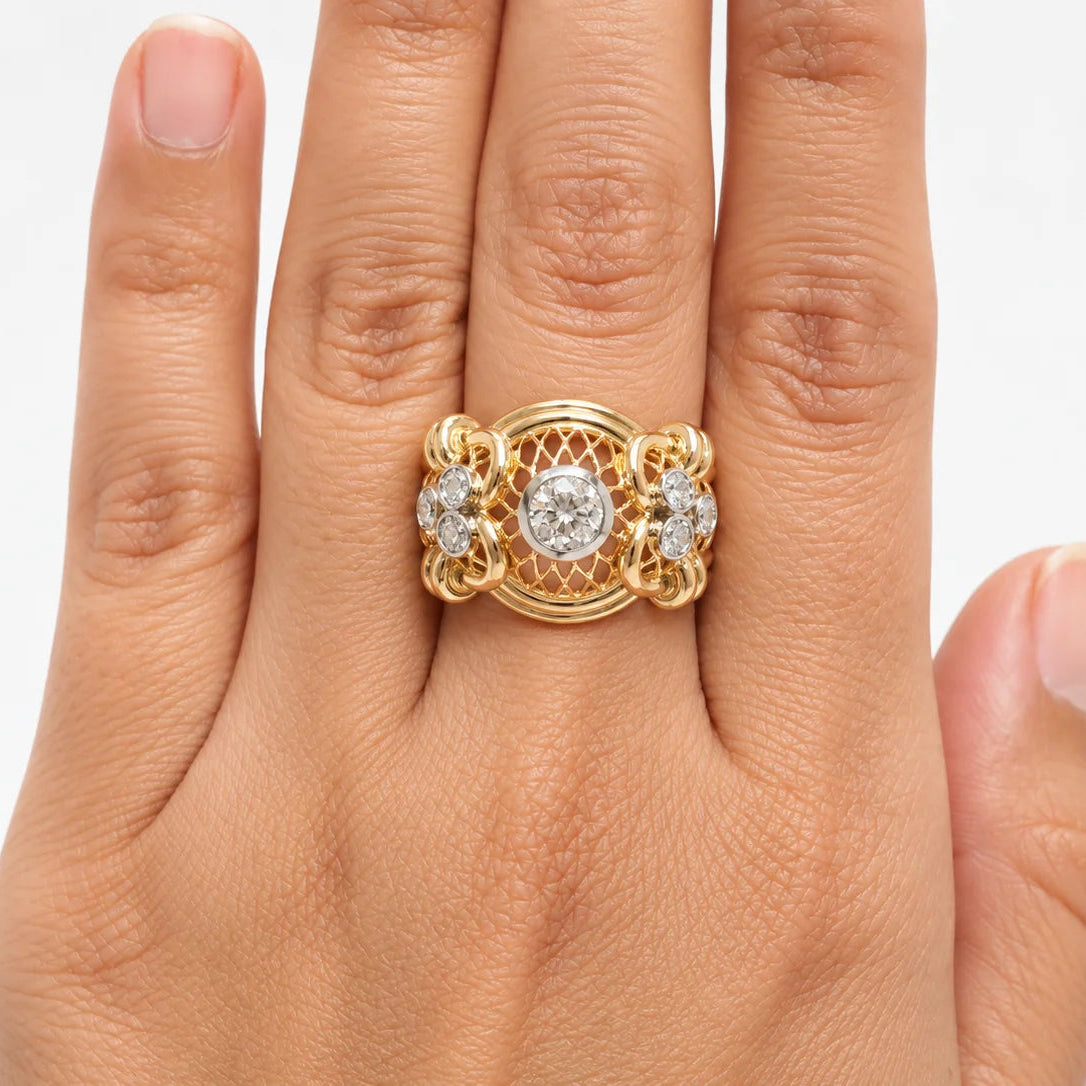 Yellow Gold and Diamond Tank Ring