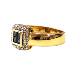 Yellow Gold Bangle Ring with Sapphires and Diamonds