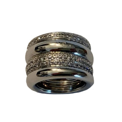 POMELLATO "Tubolare" Band Ring in white gold and diamonds