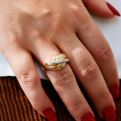 "Dôme" Ring in White Gold, Rose Gold, and Diamonds