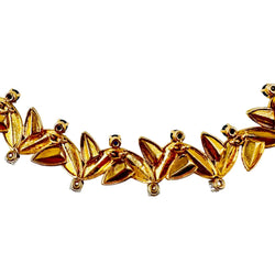 VAN CLEEF & ARPELS Choker Necklace with Yellow Gold Leaves, Sapphires, and Diamonds