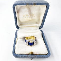 FRED Belt Ring in yellow gold, white gold, Enamel, and Diamonds