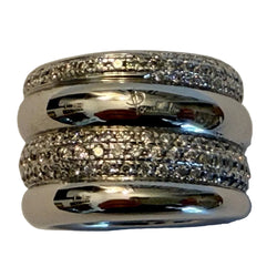 POMELLATO "Tubolare" Band Ring in white gold and diamonds