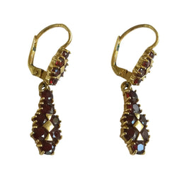 Yellow Gold Garnet Chandelier Earrings