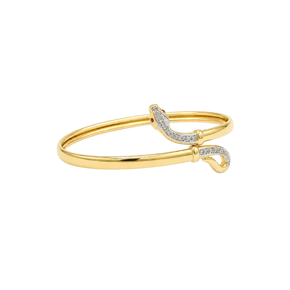 Yellow Gold Bangle Bracelet with Rubies and Diamonds