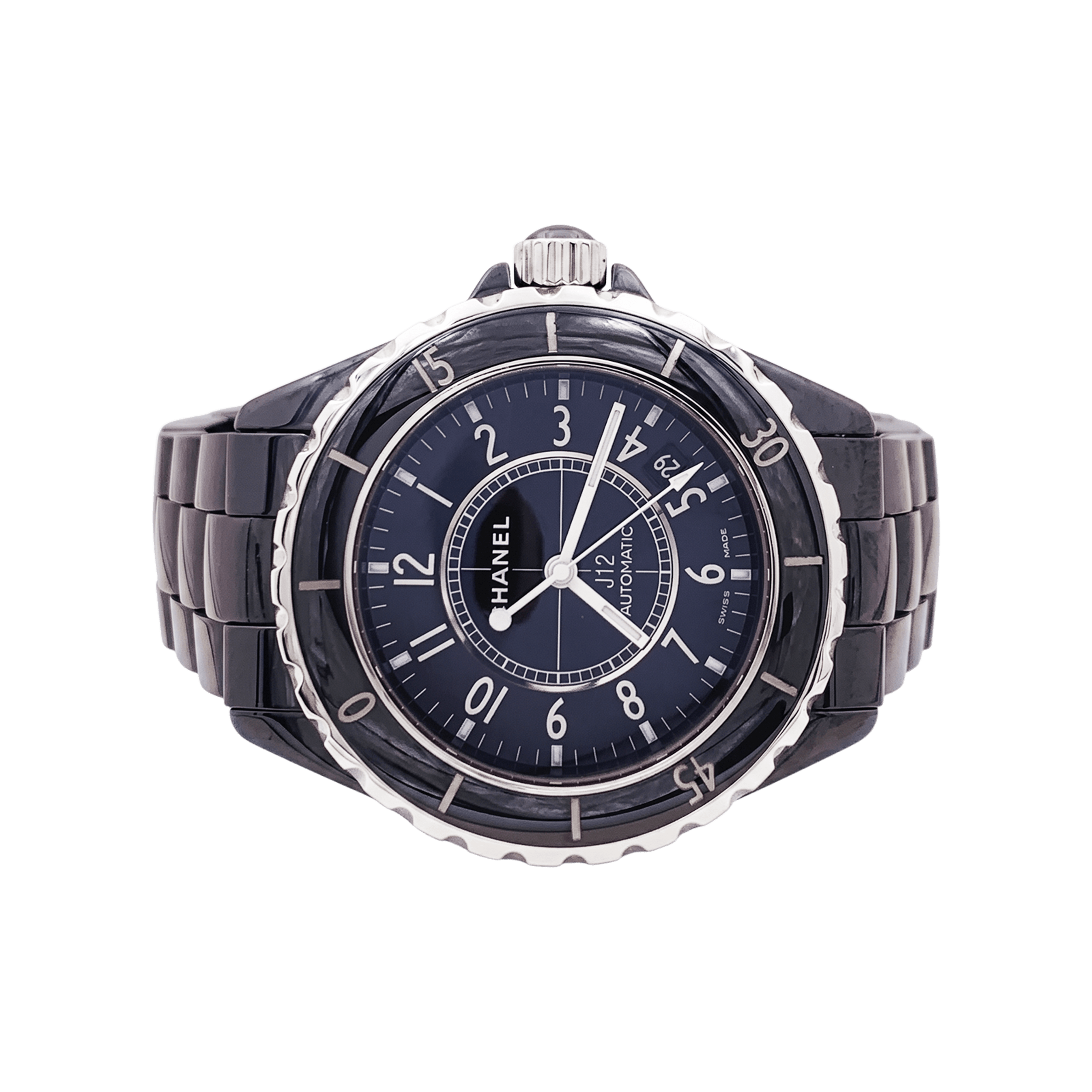 Montre Chanel, "J12", céramique noire, acier.