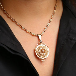 GEORGES BRUNET - Collier Napoléon III or jaune diamants perles fines - Castafiore