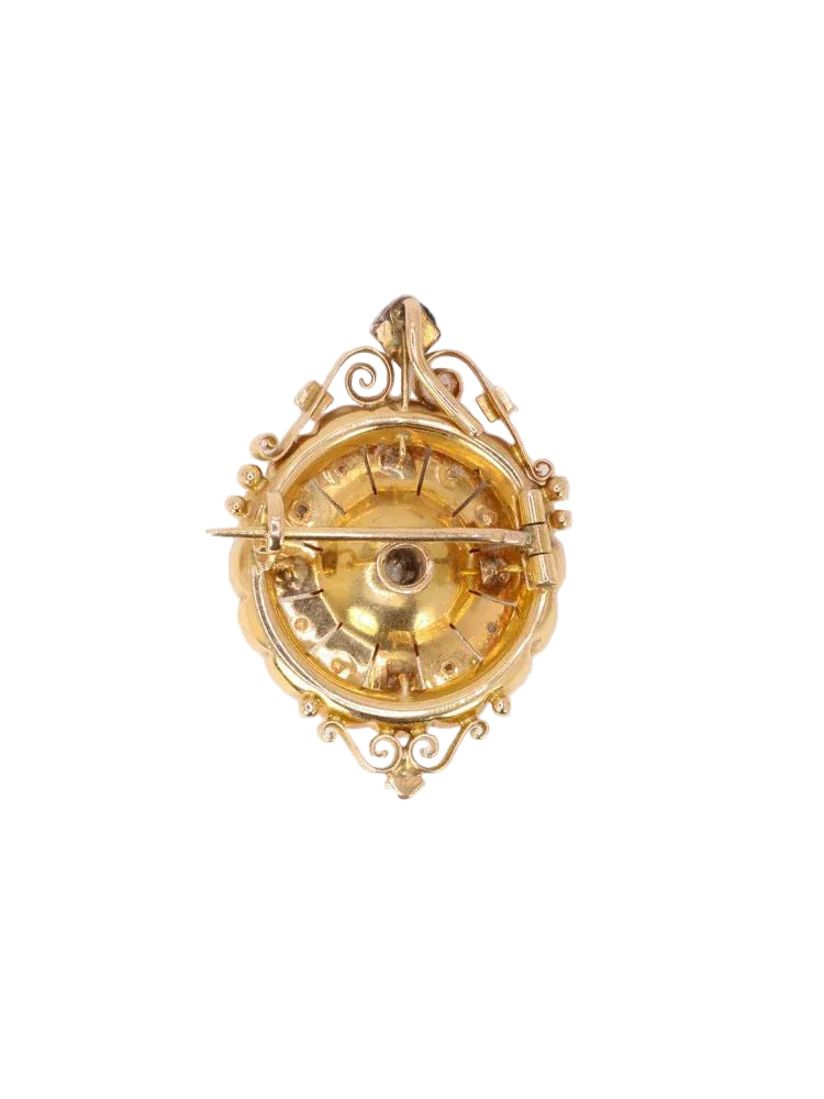 GEORGES BRUNET - Collier Napoléon III or jaune diamants perles fines - Castafiore