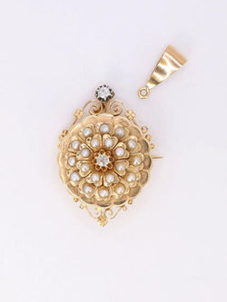 GEORGES BRUNET - Collier Napoléon III or jaune diamants perles fines - Castafiore