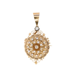 GEORGES BRUNET - Collier Napoléon III or jaune diamants perles fines - Castafiore