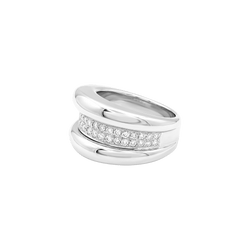 Bague godrons or blanc et diamants.
