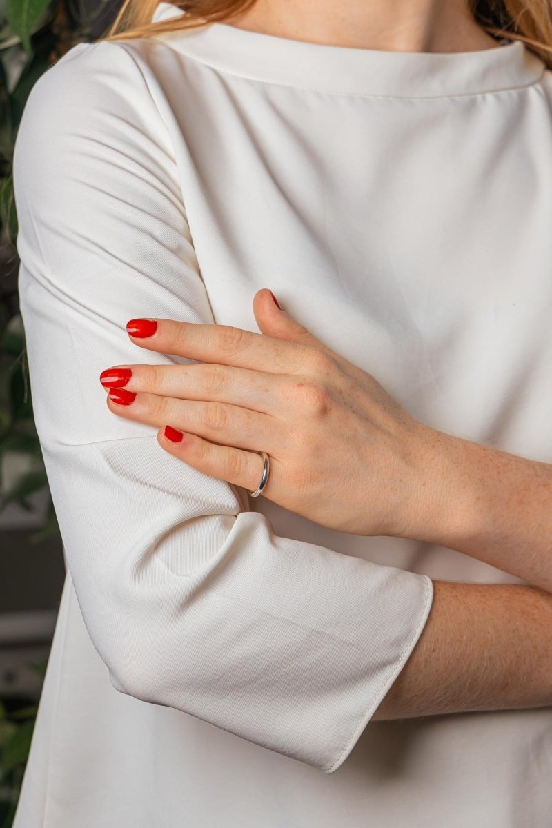 Ginette NY Bague Alliance Be my white domed band Or blanc - Castafiore