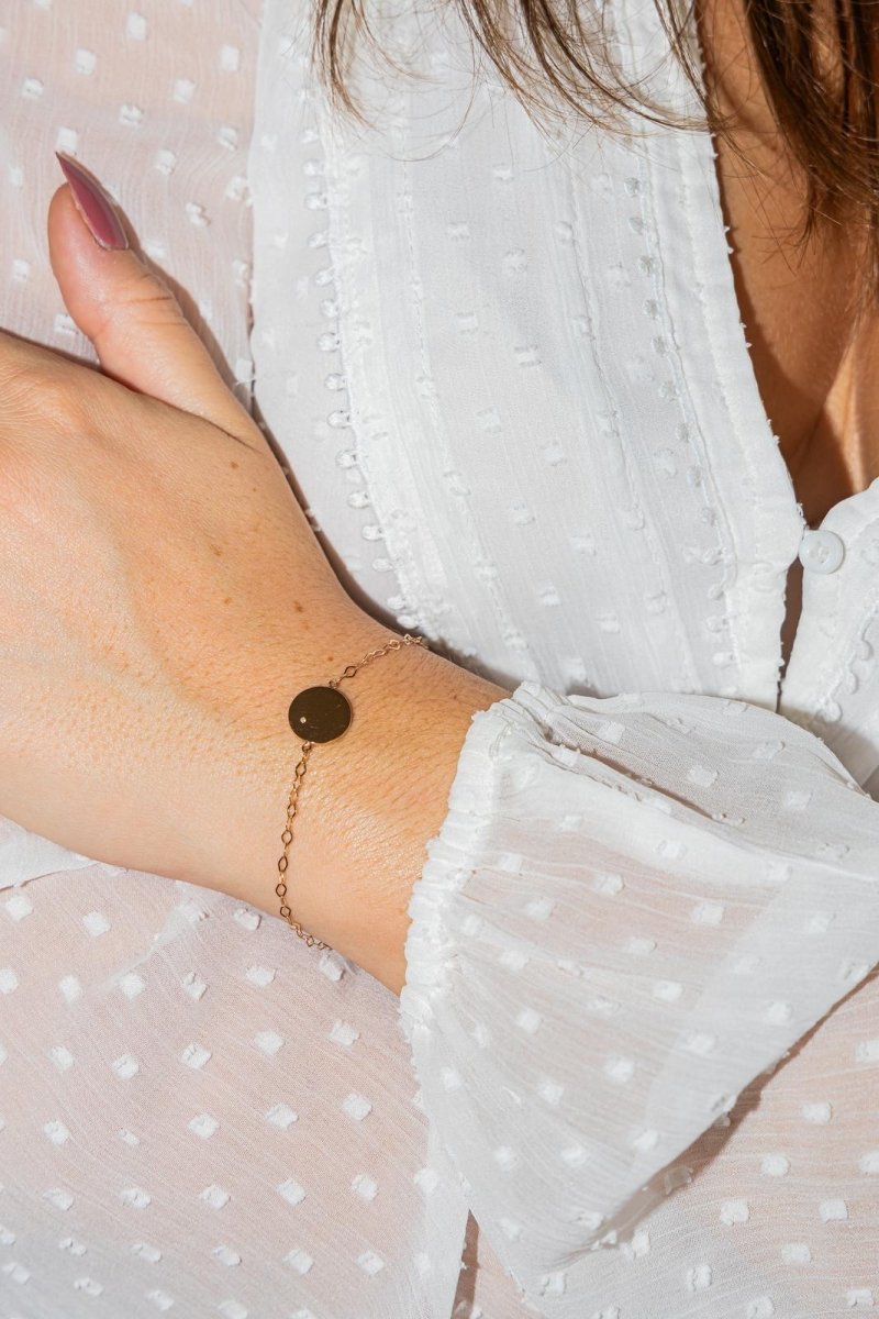 Ginette NY Bracelet Mini ever disc Or rose Diamant - Castafiore