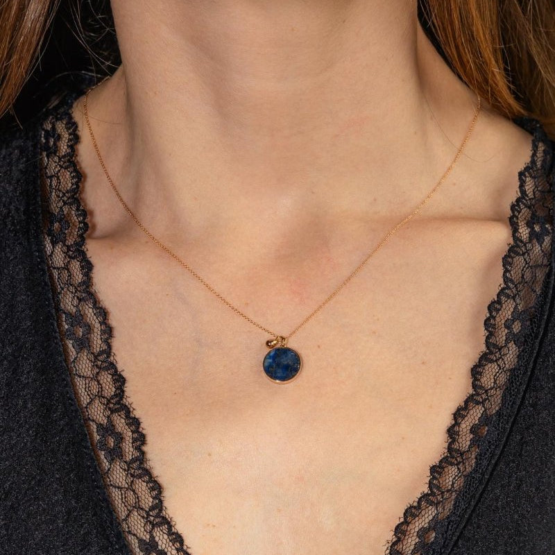 Ginette NY Collier Pendentif Ever Lapis Or rose Lapis-Lazuli - Castafiore