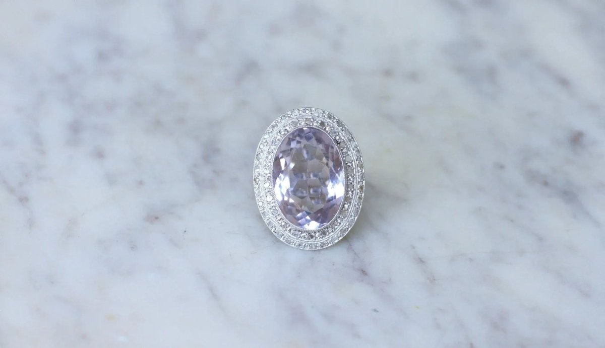 Grande Bague Art Déco Améthyste et Diamants - Castafiore