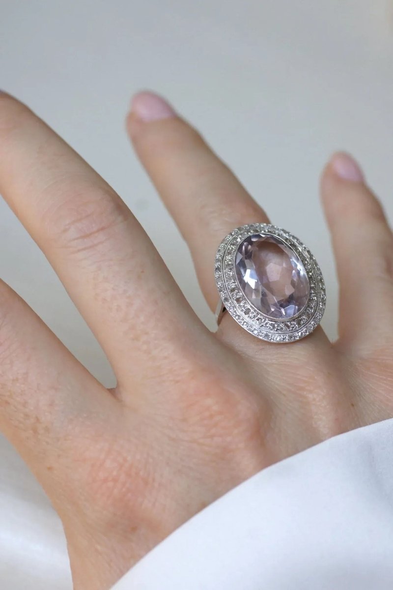 Grande Bague Art Déco Améthyste et Diamants - Castafiore