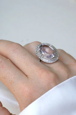 Grande Bague Art Déco Améthyste et Diamants - Castafiore