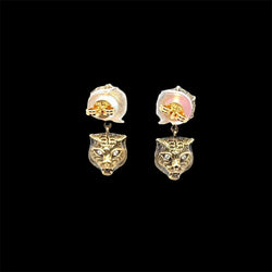 Gucci Le Marche Des Marseilles Cat Head Gold Gemstone Stud Earrings - Castafiore