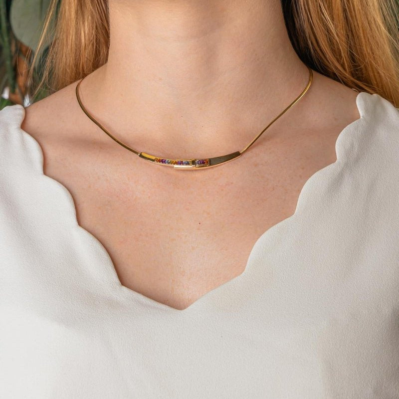 Guy Laroche Collier Maille oméga Or jaune Citrine - Castafiore