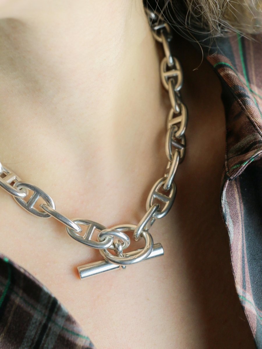 HERMES Collier argent chaîne d'ancre grand modele - Castafiore