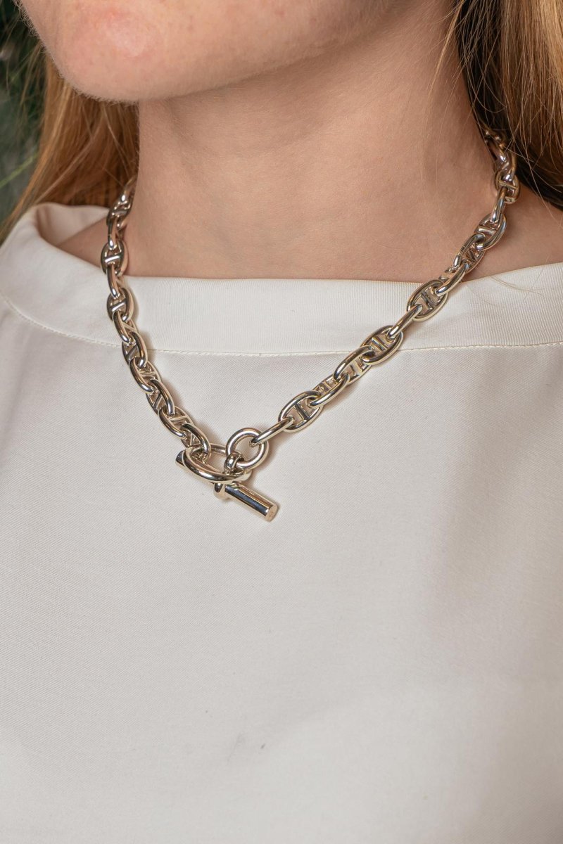 Hermès Collier Pierre Lefèvre Chaîne d'ancre Argent - Castafiore