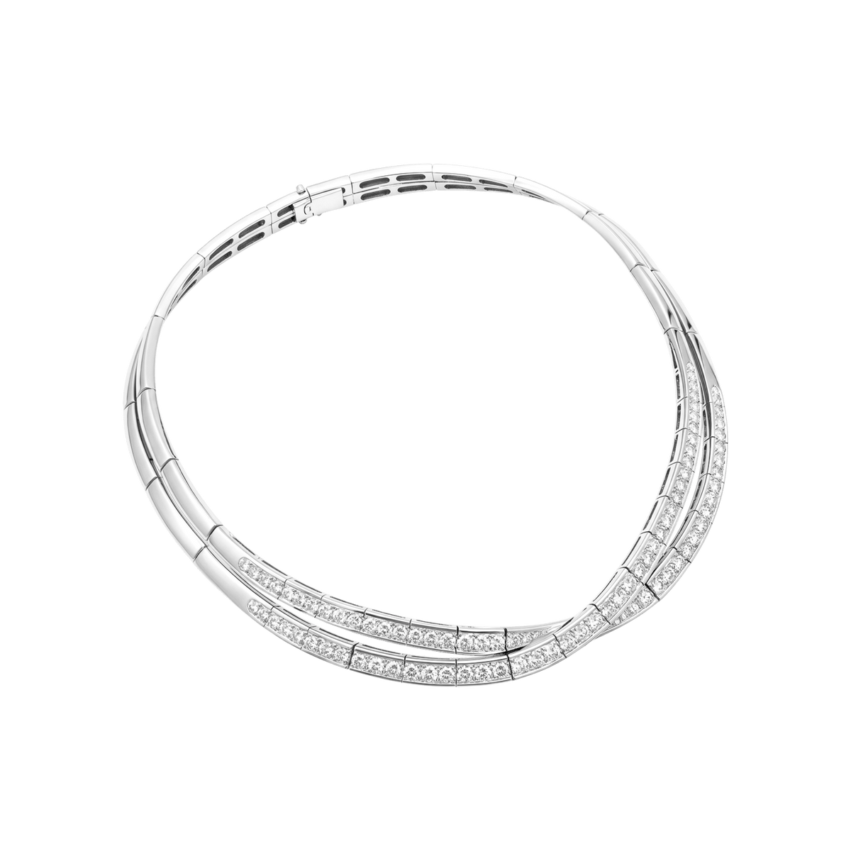 Collier Van Cleef & Arpels, "Avignon", or blanc, diamants.