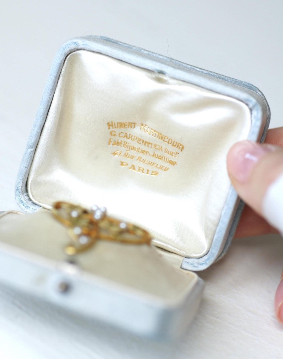 Hubert Martincourt Broche Art Nouveau Or Jaune et Perles - Castafiore