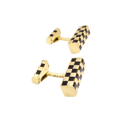 Boutons de manchette Van Cleef & Arpels, « Damier », or jaune et bois.