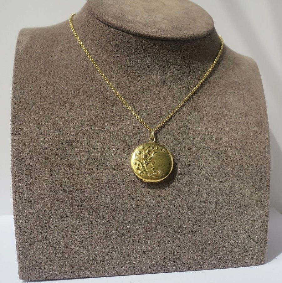 Important pendentif porte photo Muguet Art Nouveau - Castafiore