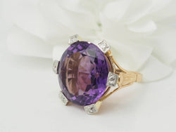 Importante Bague COCKTAIL en or rose, améthyste et diamants - Castafiore