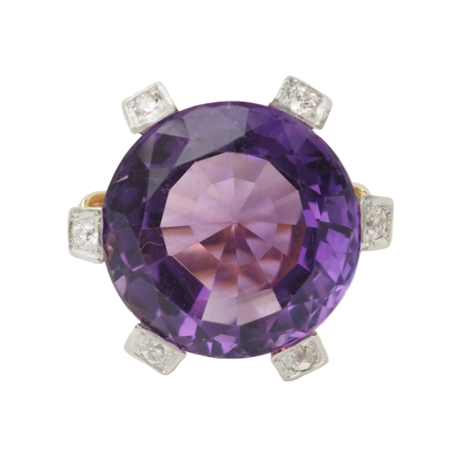 Importante Bague COCKTAIL en or rose, améthyste et diamants - Castafiore