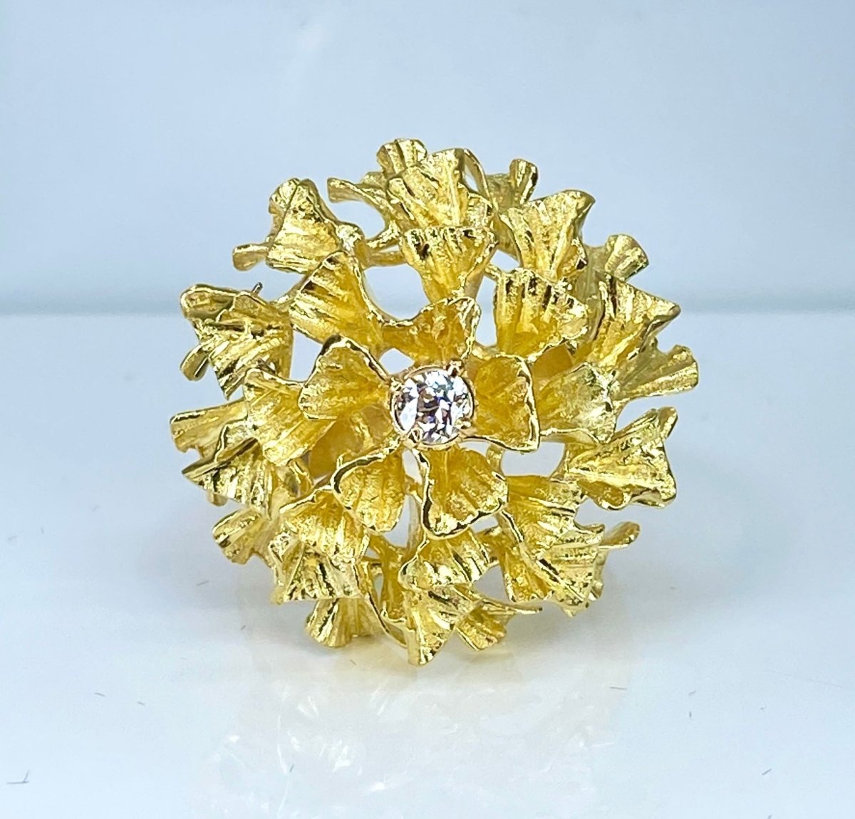 Importante bague en or jaune 18 carats et diamants - Castafiore