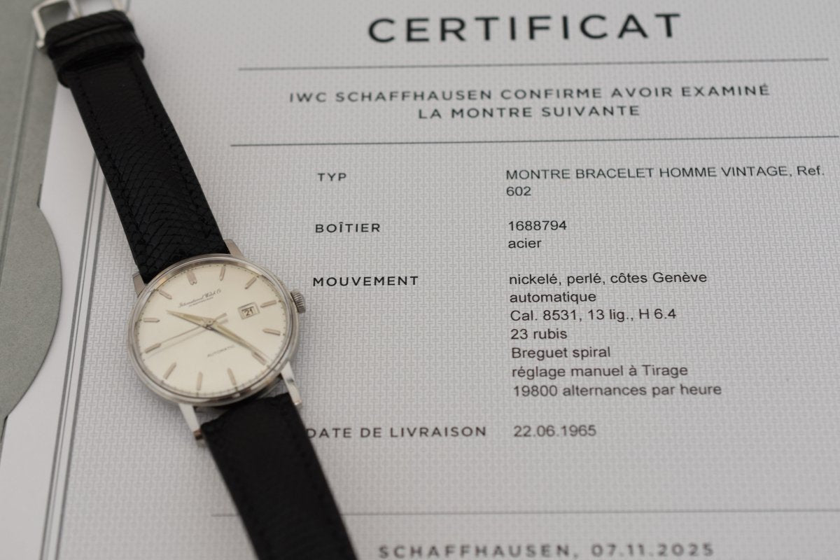 IWC Classique 1965, Calibre 8531 Pellaton, Réf. 602, full set avec certificat d'origine - Castafiore