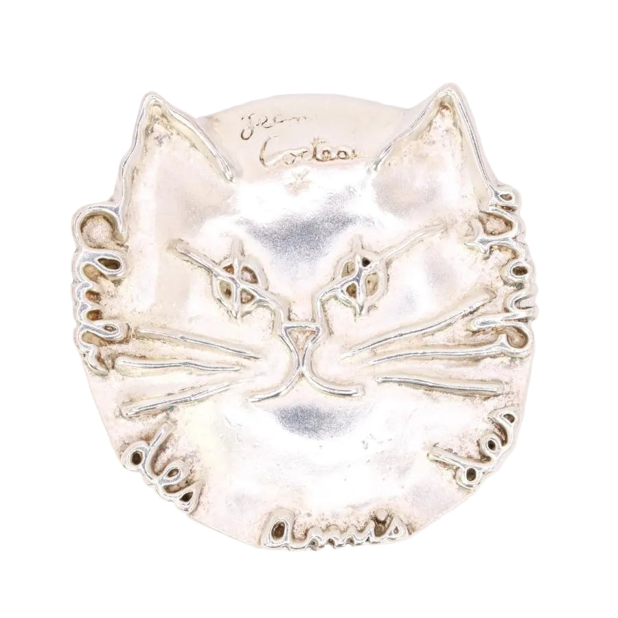JEAN COCTEAU Broche "Club des Amis des Chats" métal argenté - Castafiore