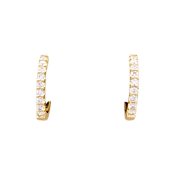 Paire de petites créoles en or jaune, diamants.