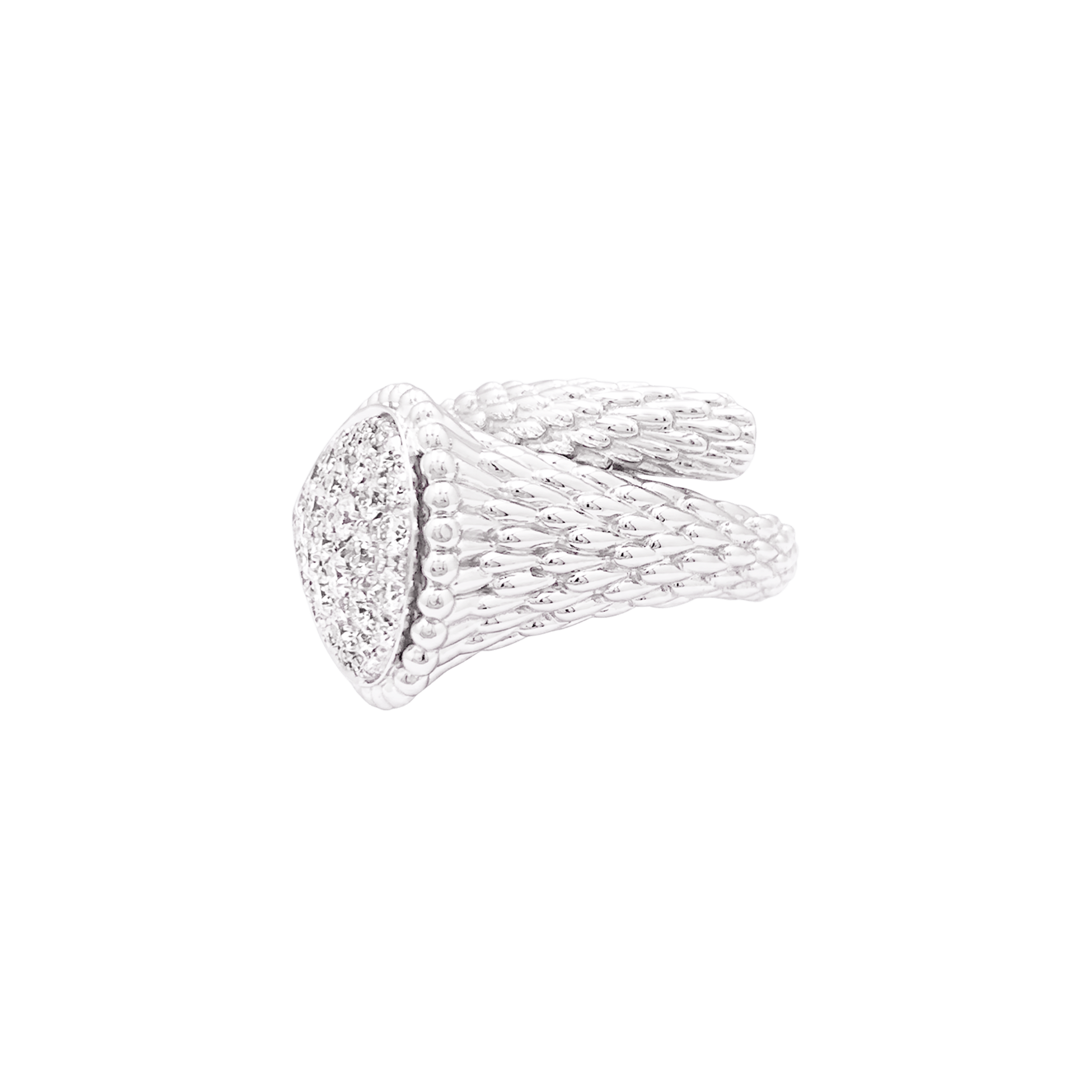 Bague BOUCHERON "Serpent Bohème motif L", or blanc, diamants.