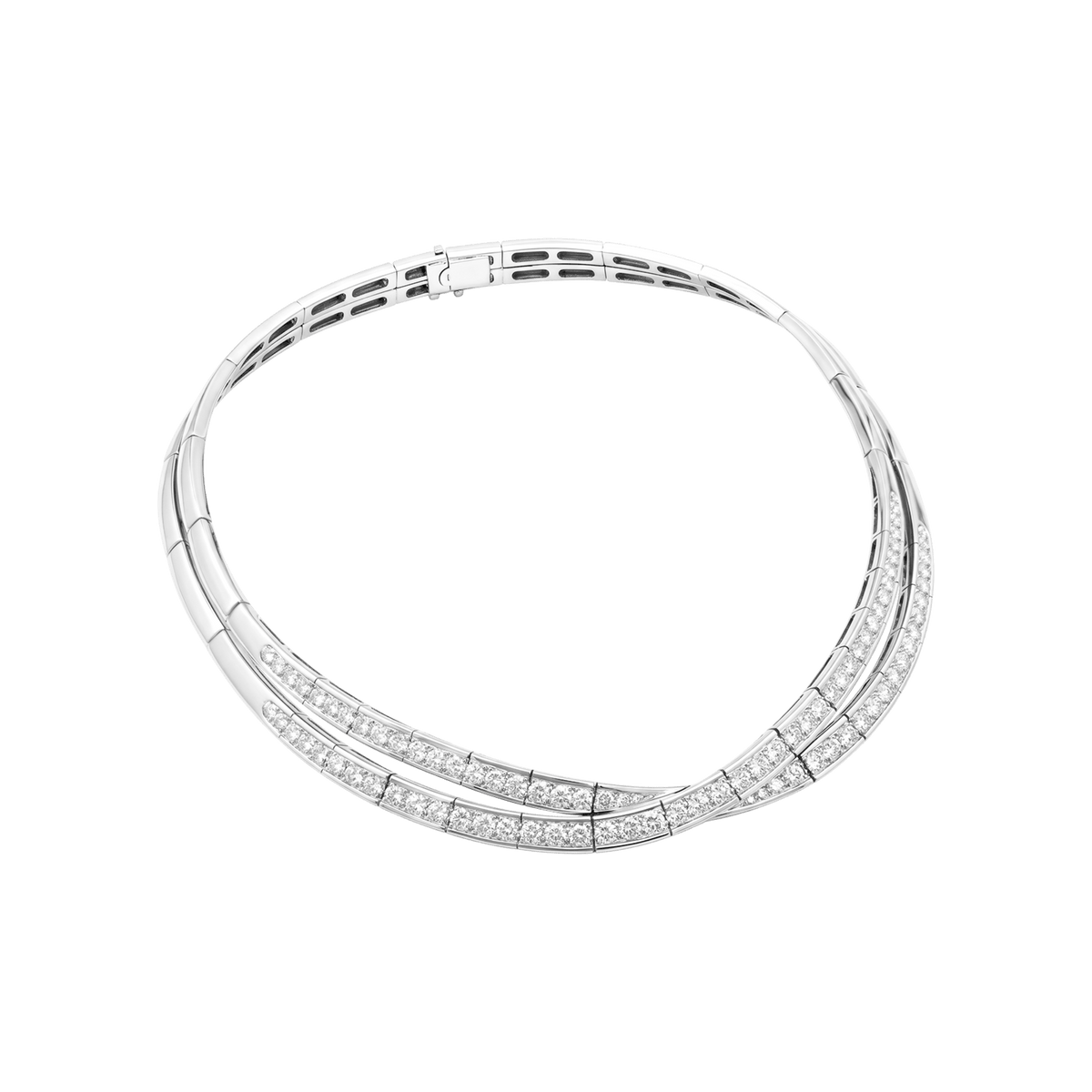 Collier Van Cleef & Arpels, "Avignon", or blanc, diamants.