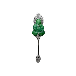 LACLOCHE FRÈRES - Épingle à jabot en platine sertie de diamants et pâte de verre. - Castafiore