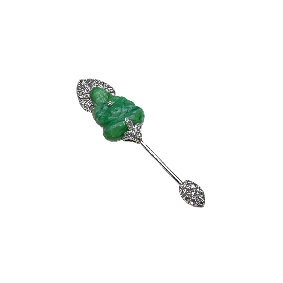 LACLOCHE FRÈRES - Épingle à jabot en platine sertie de diamants et pâte de verre. - Castafiore